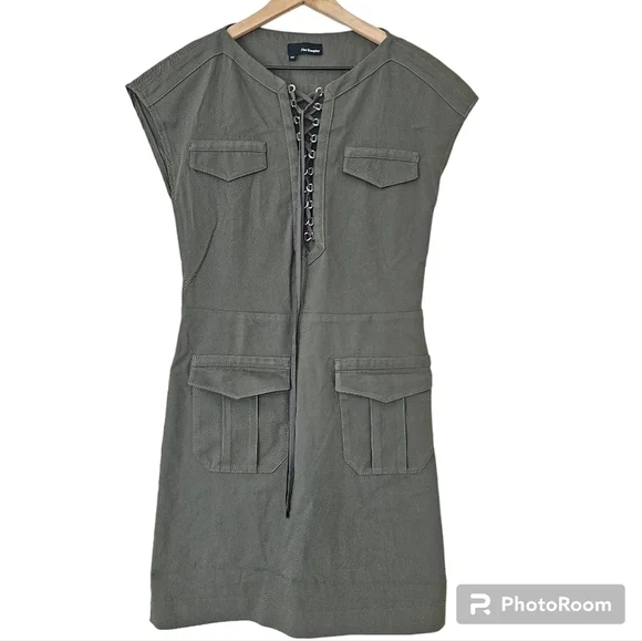 The Kooples army green front tie cargo dress size 38 - Picture 1 of 10